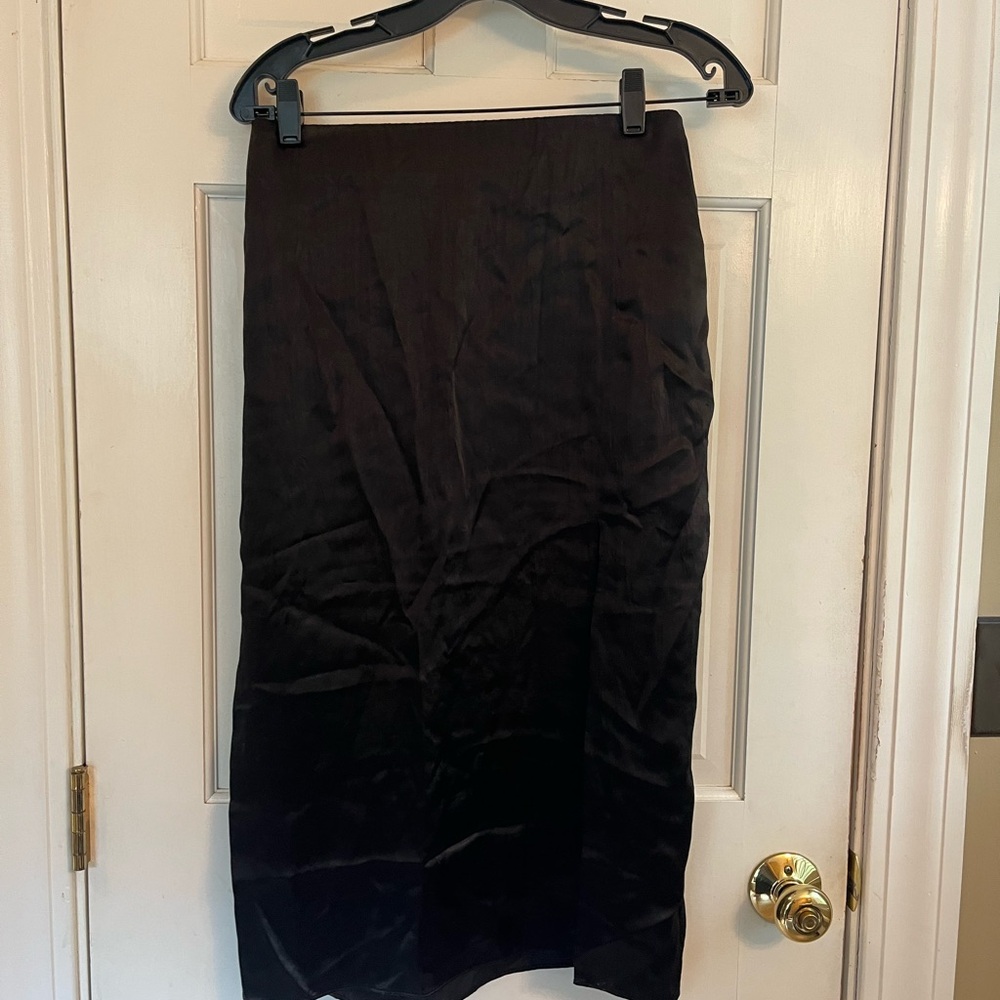 Babaton Black Midi Silk Skirt for Work